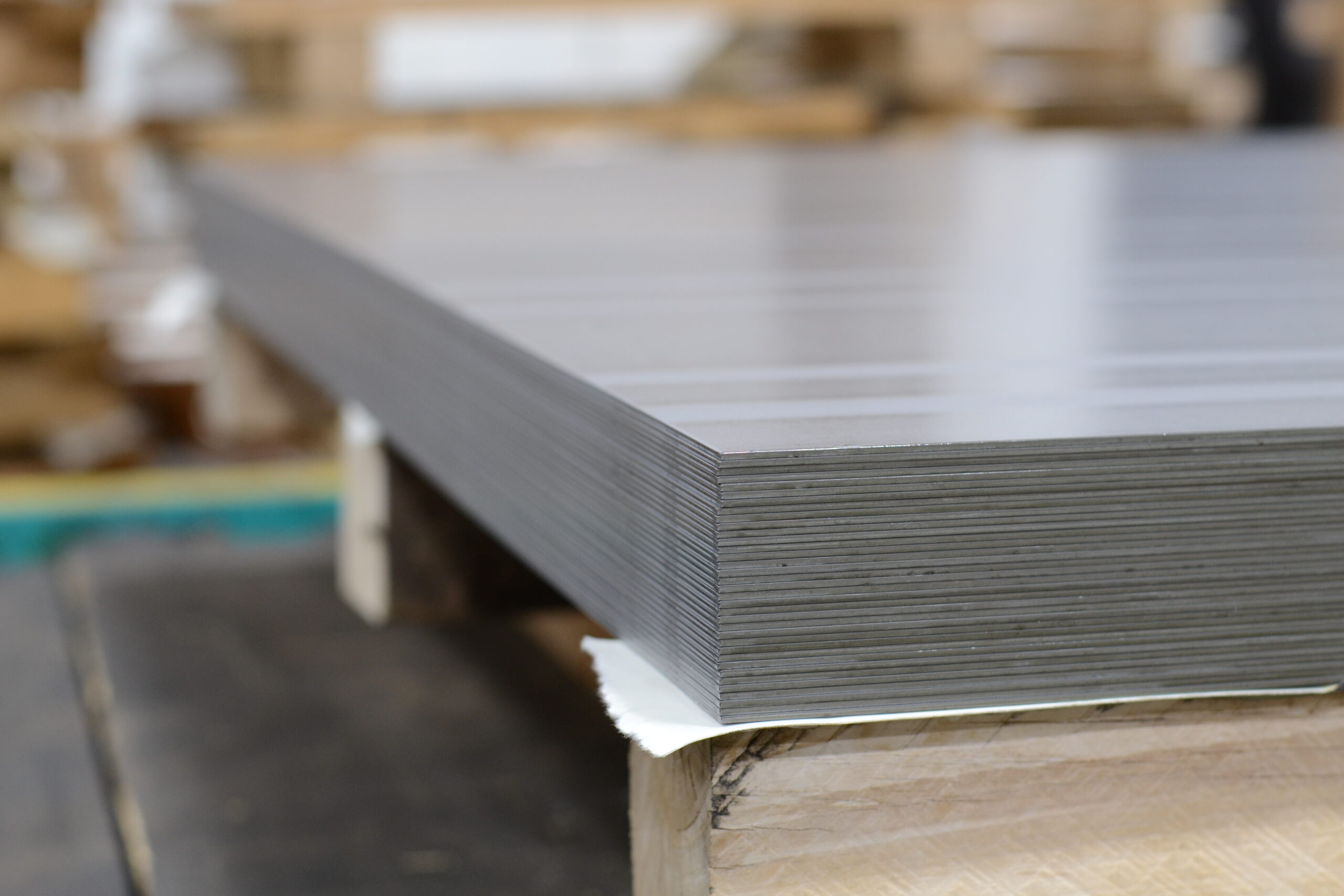 Cut-to-length line producing sheets at H and H Metal Source in Grand Rapids, Michigan